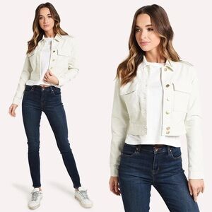 J Brand White Cropped Denim Jacket